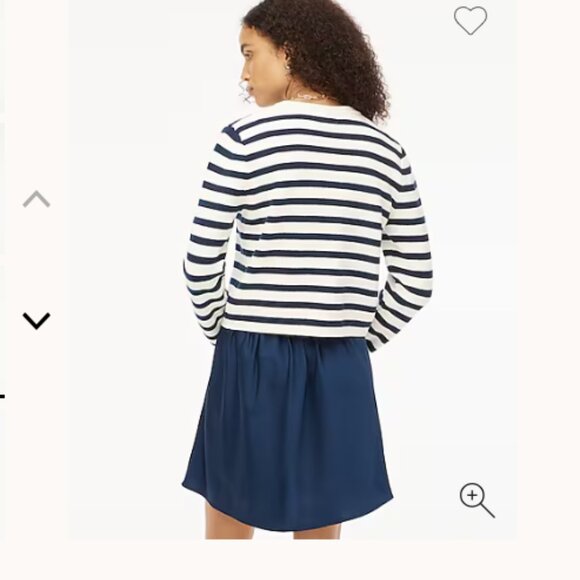 J. Crew Striped Navy White Cotton lady jacket cardigan sweater Size M - Picture 3 of 11